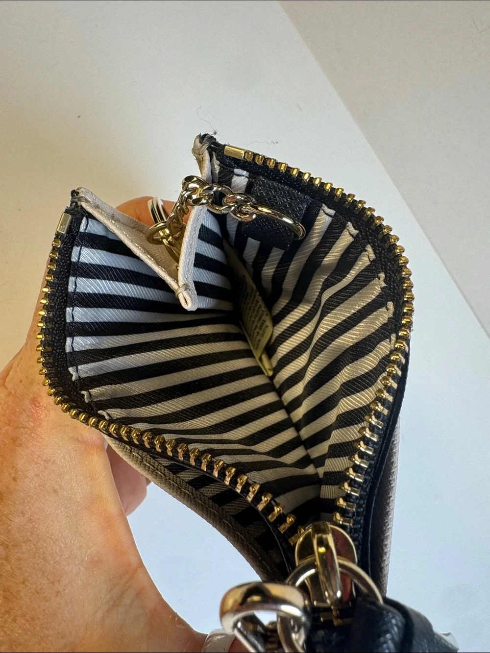 Kate Spade Cameron Street Lalena Tusk/Black Mini Wallet Card Case With Coin Zip